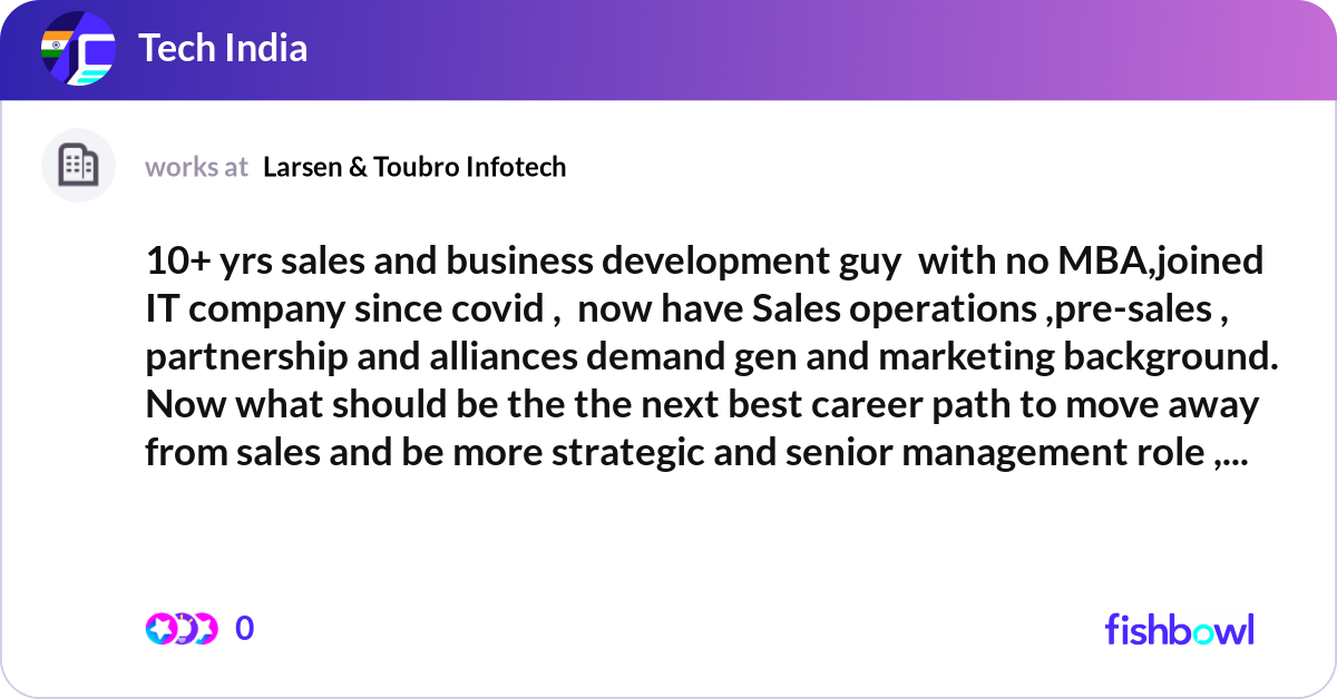 10+ yrs sales and business development guy with n... | Fishbowl