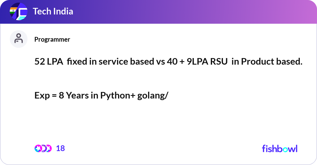 52 LPA fixed in service based vs 40 + 9LPA RSU i... | Fishbowl