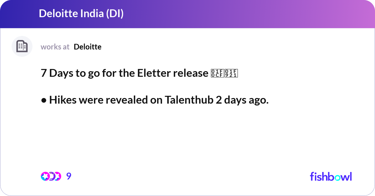 7 Days to go for the Eletter release đđ€Ą âą Hikes... | Fishbowl
