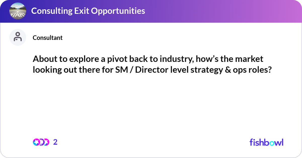 Pivot Explore About to explore a pivot back to industry, how’s t... | Fishbowl