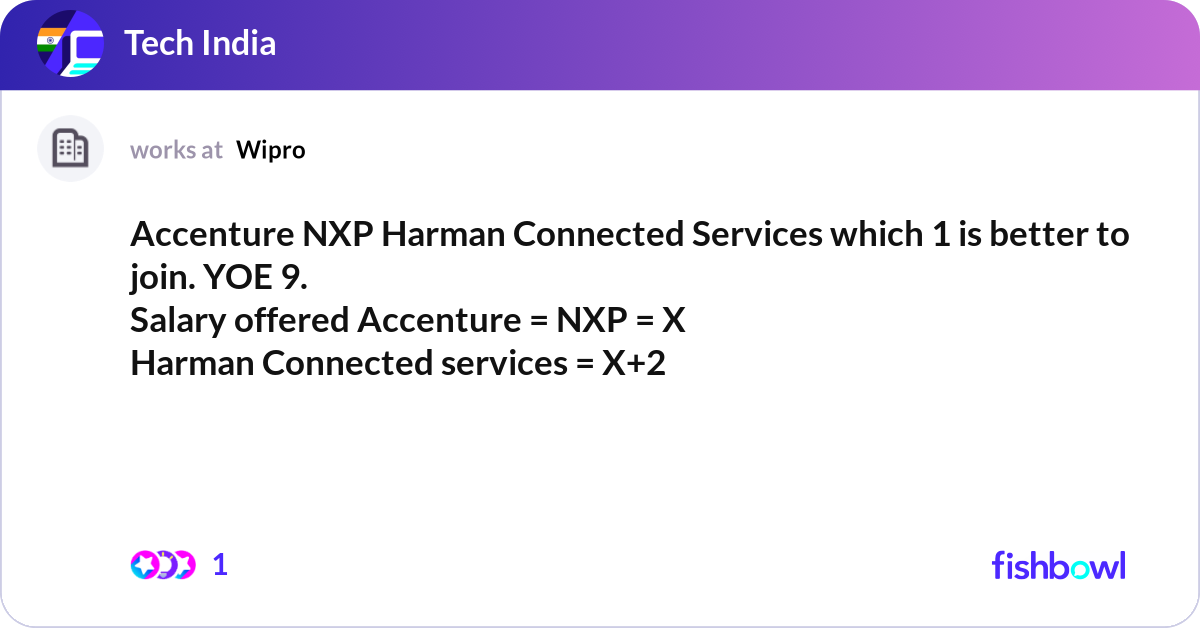 Accenture NXP Harman Connected Services which 1 is... | Fishbowl
