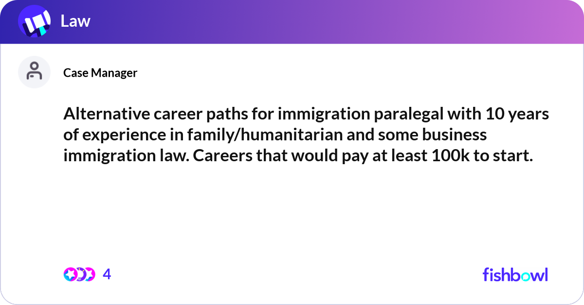Alternative career paths for immigration paralegal... | Fishbowl