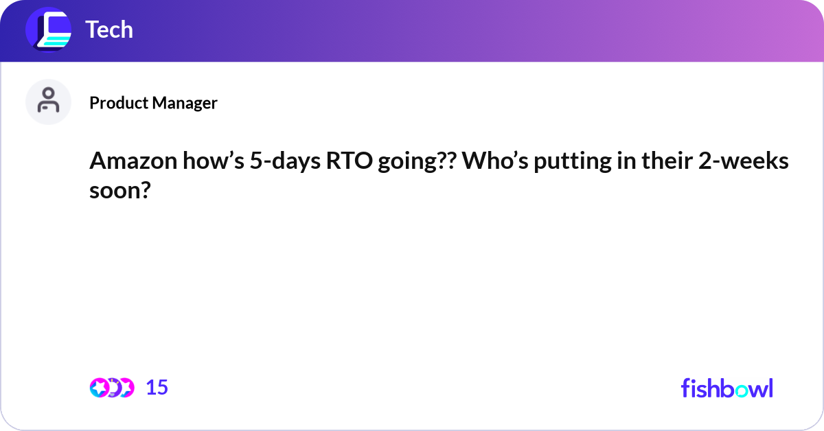 Amazon Rto Twitter Amazon how’s 5-days RTO going?? Who’s putting in t... | Fishbowl