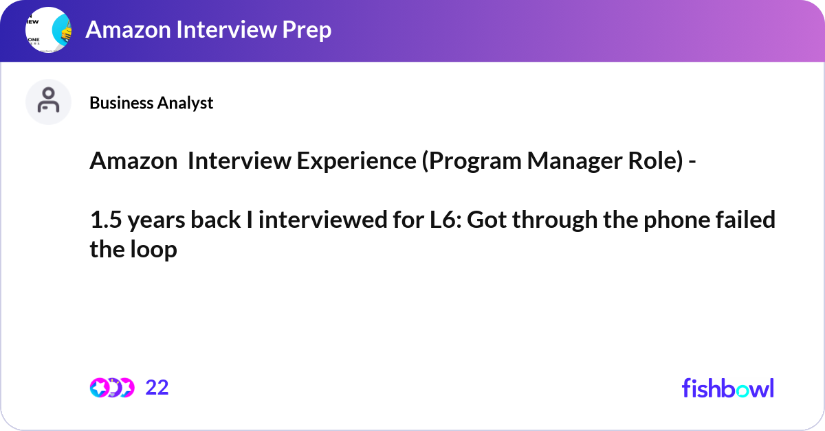 Amazon Interview Experience (Program Manager Role... | Fishbowl