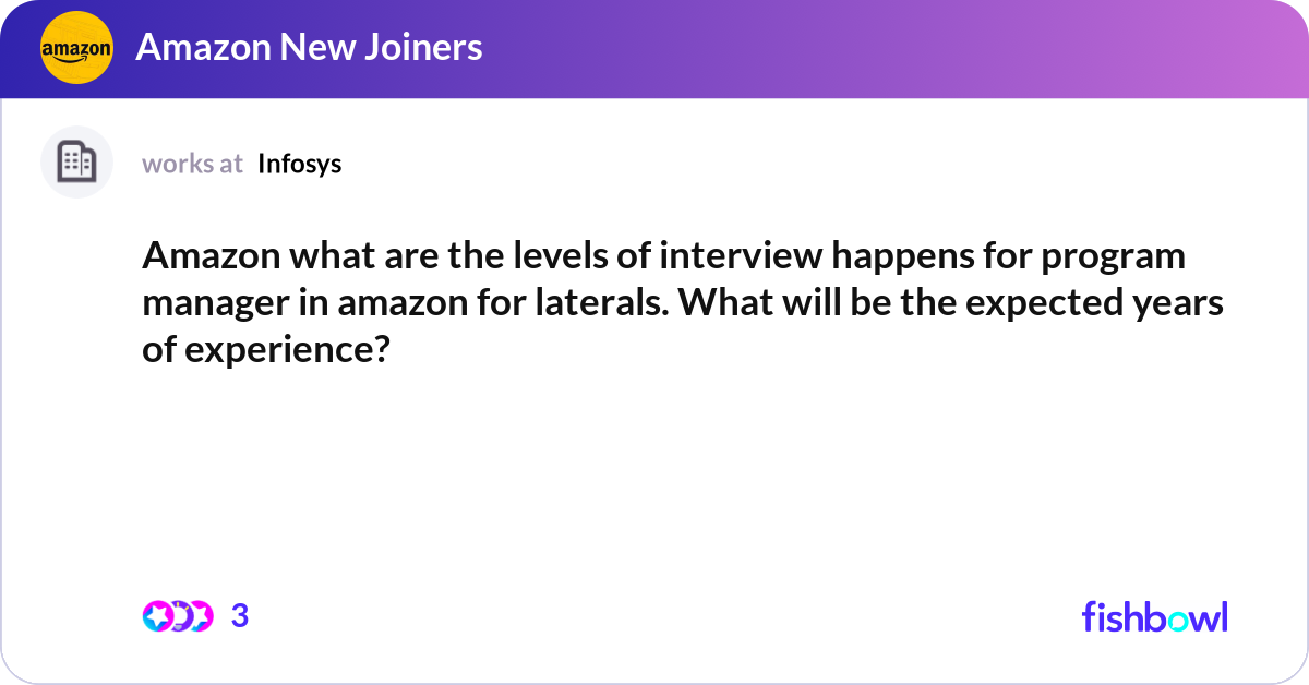 Amazon what are the levels of interview happens fo... Fishbowl