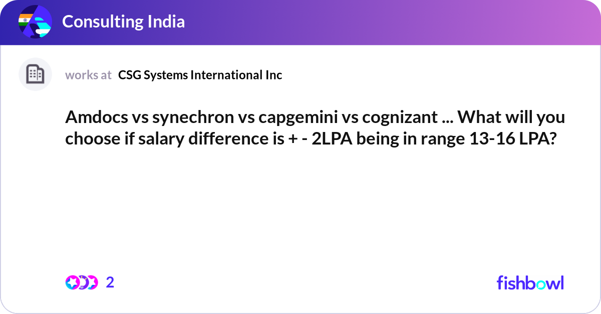 Amdocs vs synechron vs capgemini vs cognizant ... ... | Fishbowl