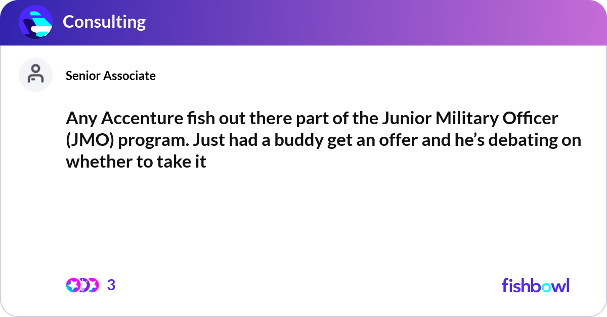 Any Accenture fish out there part of the Junior Mi... | Fishbowl