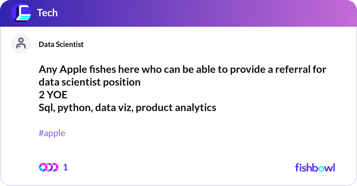 Any Apple fishes here who can be able to provide a... | Fishbowl