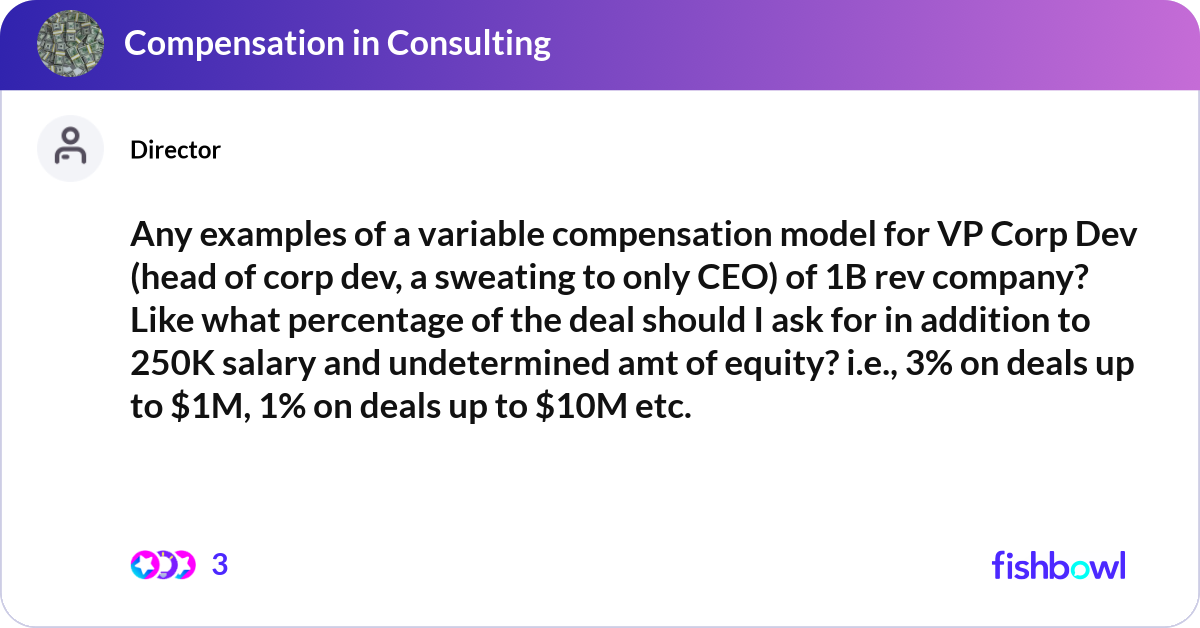 Any examples of a variable compensation model for ... | Fishbowl