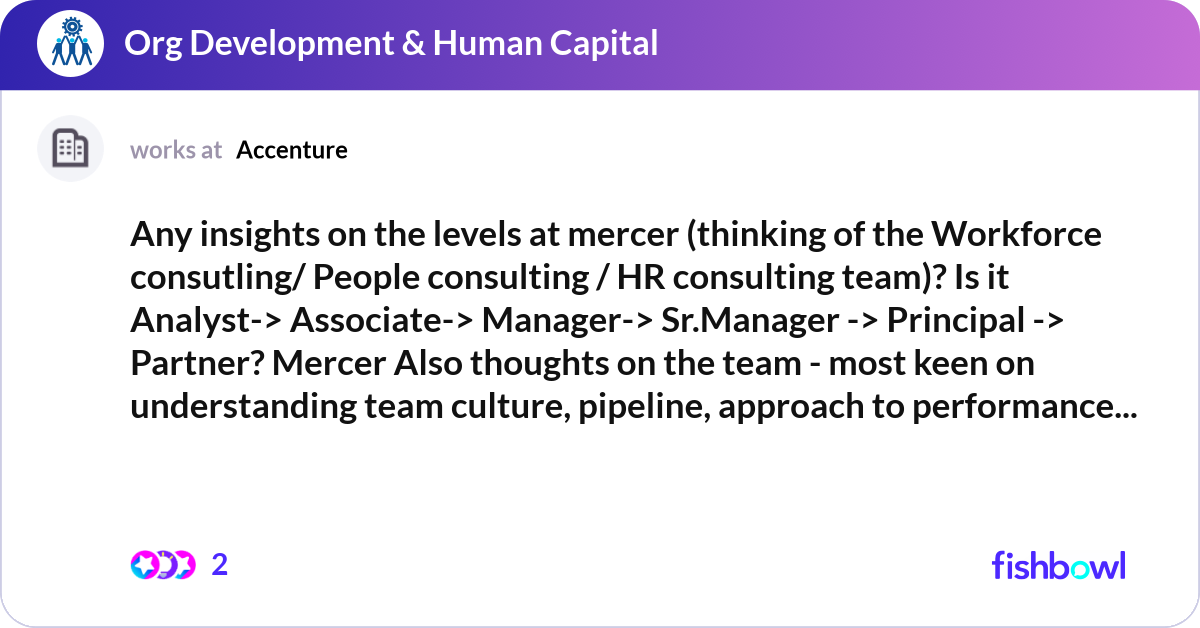 Any insights on the levels at mercer (thinking of ... | Fishbowl