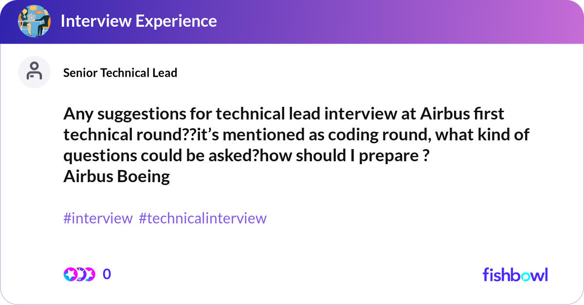 Any suggestions for technical lead interview at Ai... | Fishbowl