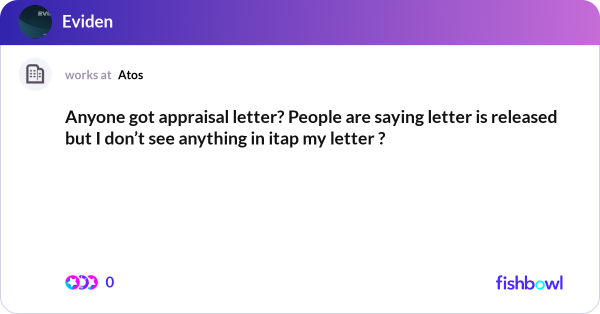 Anyone got appraisal letter? People are saying let... | Fishbowl