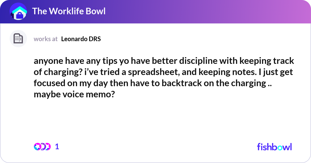 anyone have any tips yo have better discipline wit... | Fishbowl
