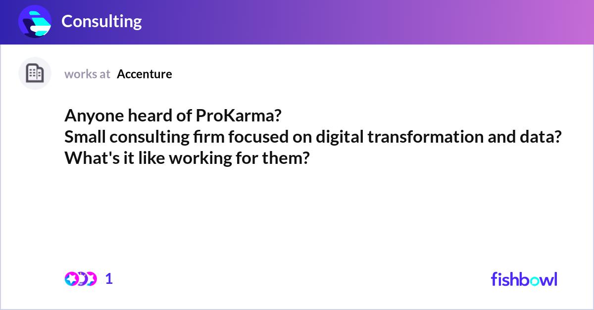 Prokarma Logo Anyone heard of ProKarma? Small consulting firm fo... | Fishbowl