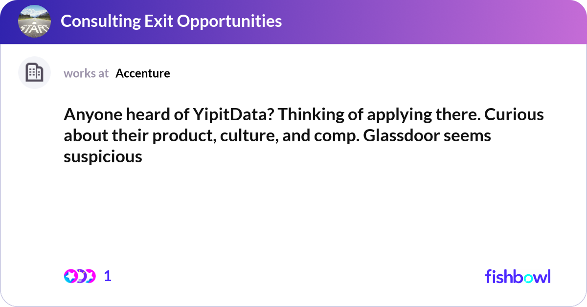 Yipitdata Icon Anyone heard of YipitData? Thinking of applying th... | Fishbowl