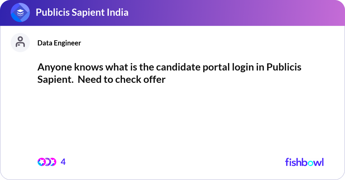Anyone knows what is the candidate portal login in... | Fishbowl