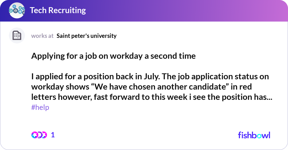 Workday Status Updates Applying for a job on workday a second time I app... | Fishbowl