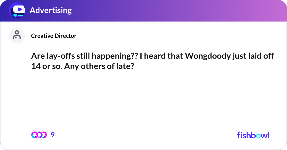 Wongdo Are lay-offs still happening?? I heard that Wongdo... | Fishbowl