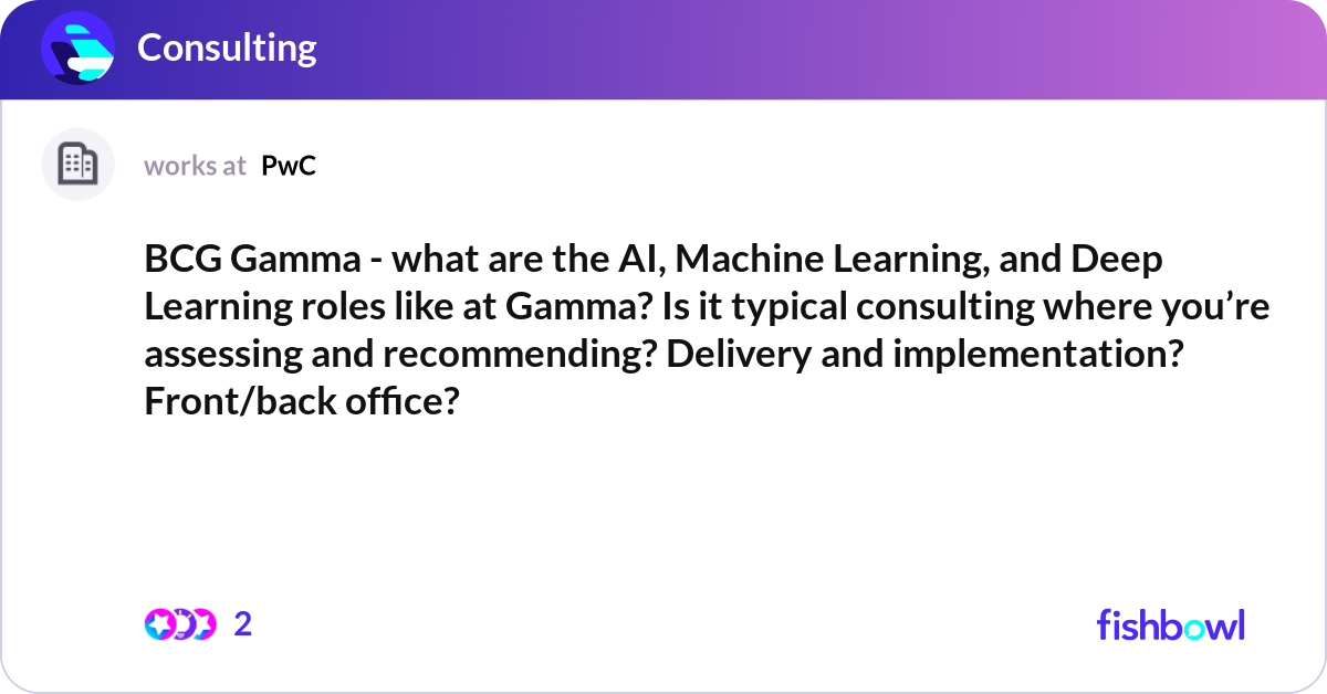 BCG Gamma - what are the AI, Machine Learning, and... | Fishbowl
