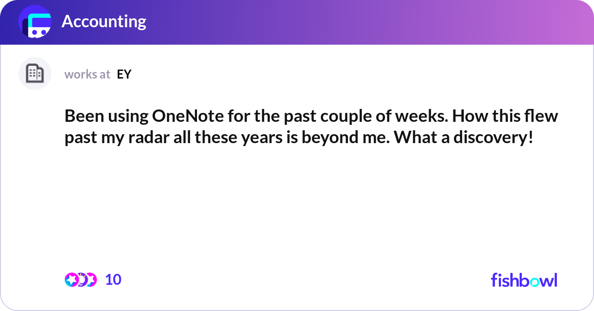 Onenote Fish Been using OneNote for the past couple of weeks. H... | Fishbowl