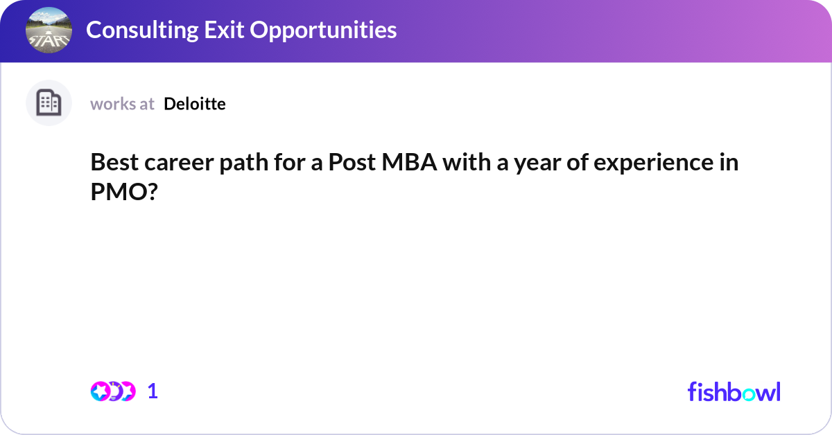 Best career path for a Post MBA with a year of exp... | Fishbowl