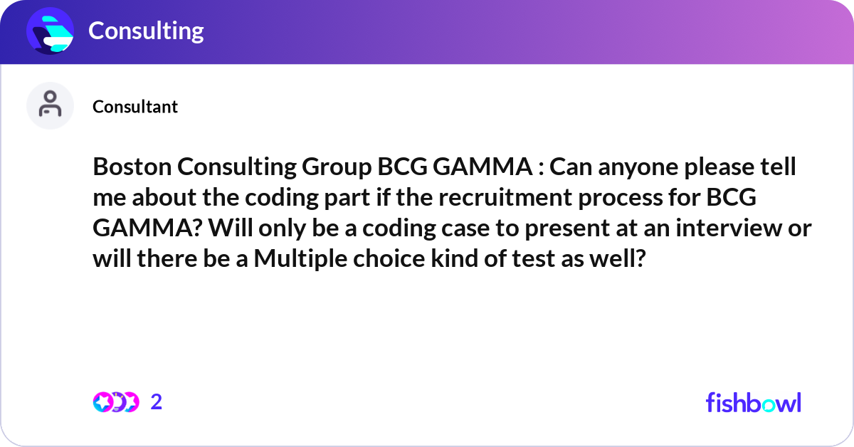 Boston Consulting Group BCG GAMMA : Can anyone ple... | Fishbowl