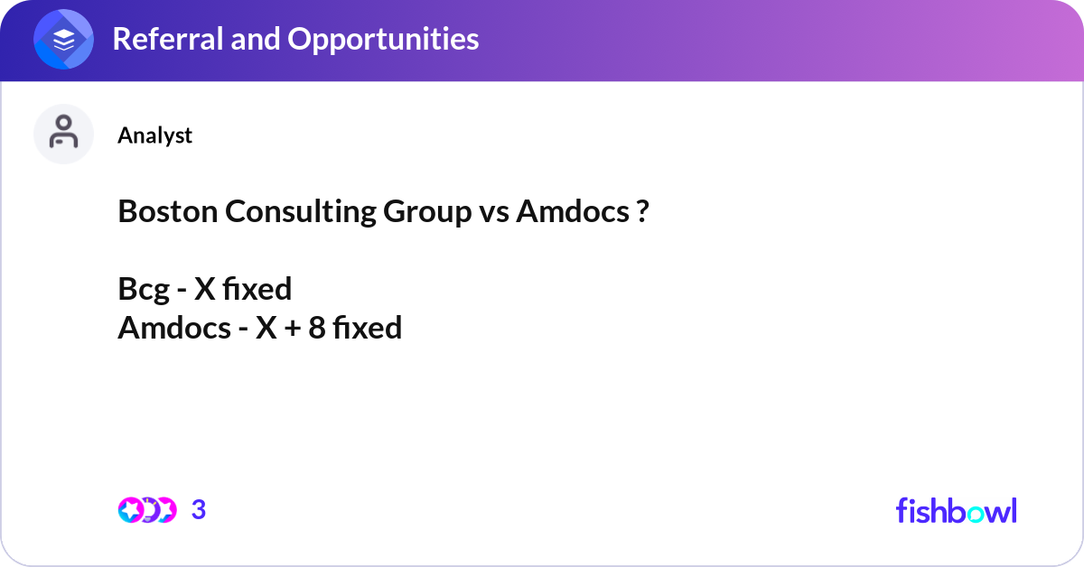 Boston Consulting Group vs Amdocs ? Bcg - X fixed... | Fishbowl
