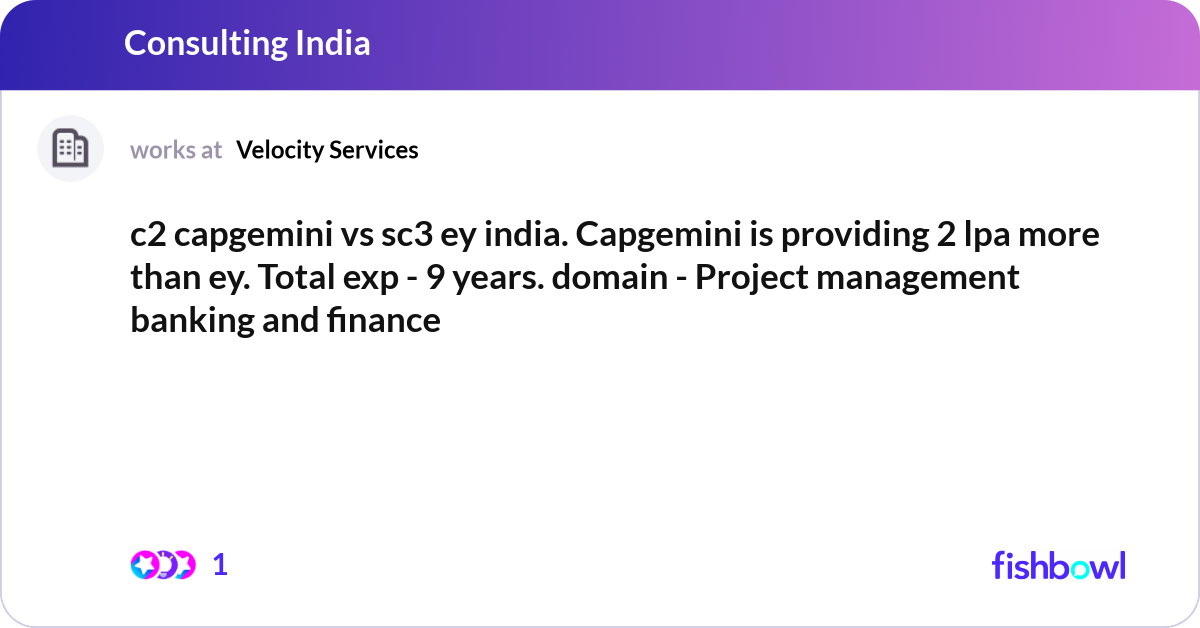 Sec2 Capgemini c2 capgemini vs sc3 ey india. Capgemini is providi... | Fishbowl