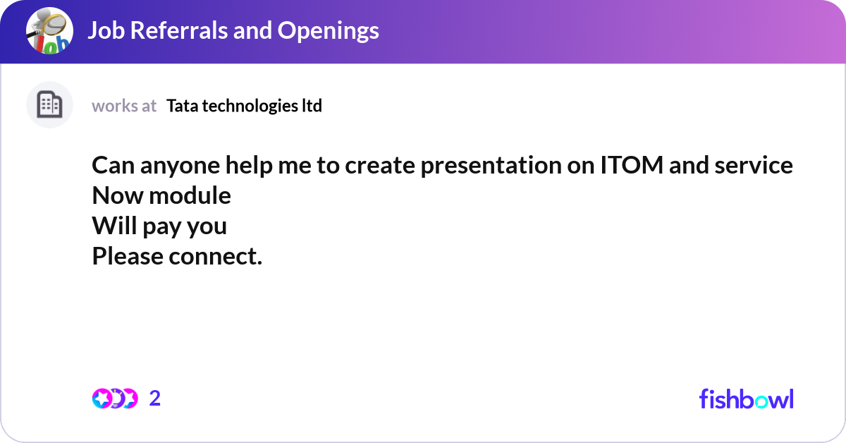 Itom Module Icon Can anyone help me to create presentation on ITOM ... | Fishbowl