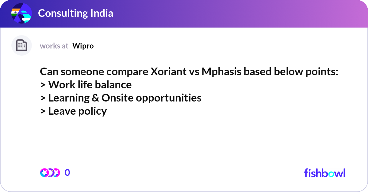 Can someone compare Xoriant vs Mphasis based below... | Fishbowl