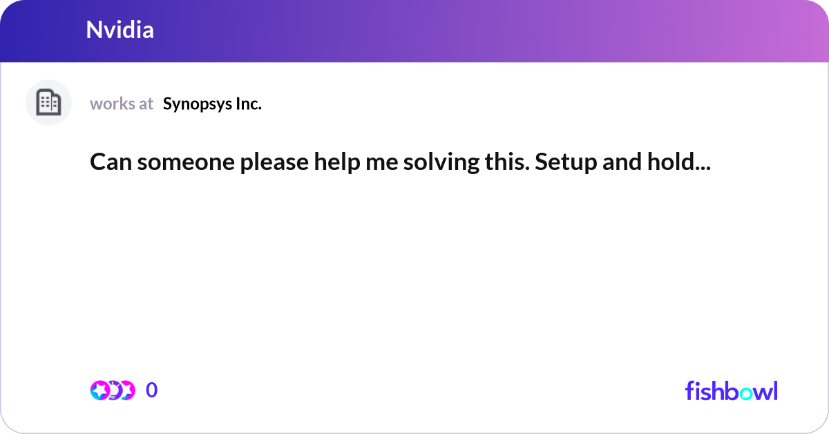 Can someone please help me solving this. Setup and... | Fishbowl