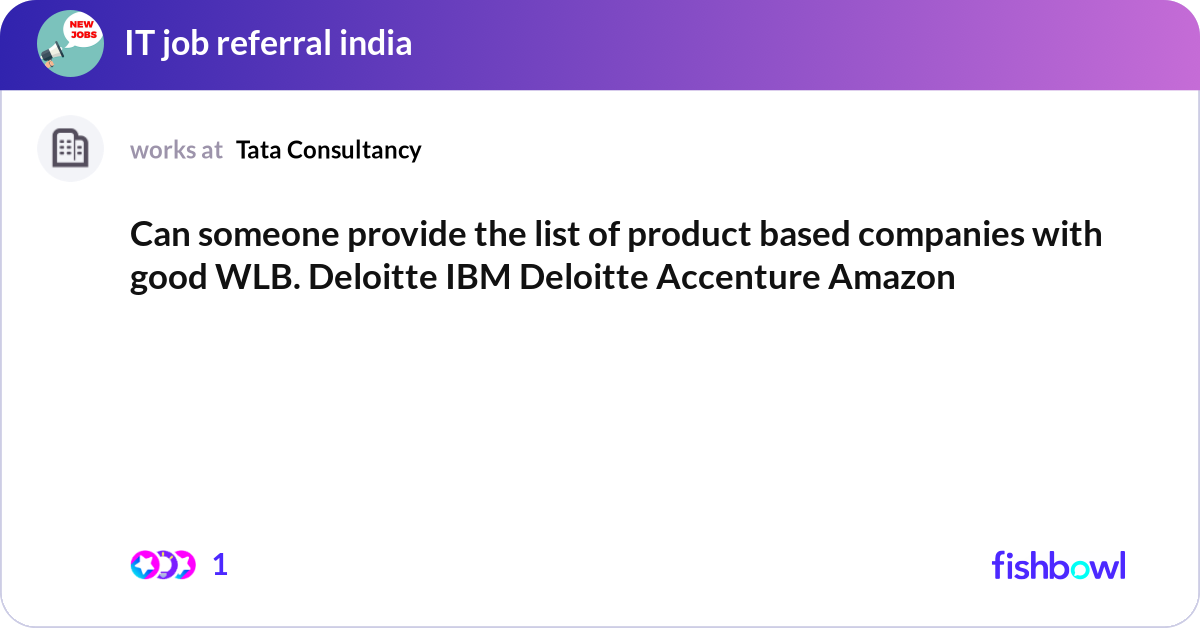 Can someone provide the list of product based comp... | Fishbowl