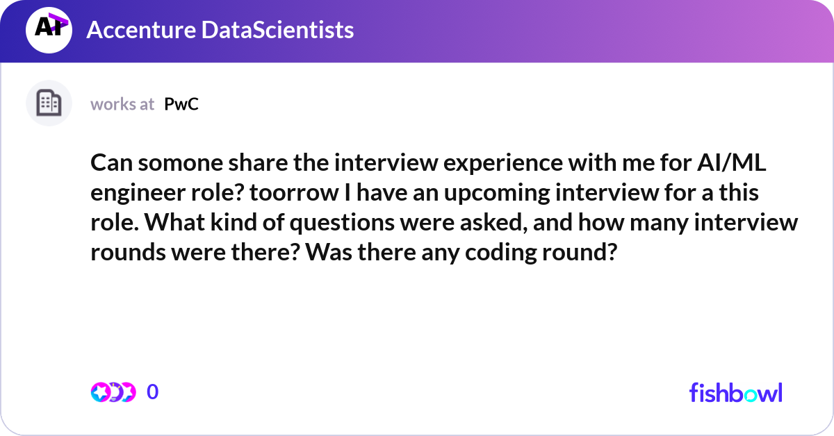 Can somone share the interview experience with me ... | Fishbowl