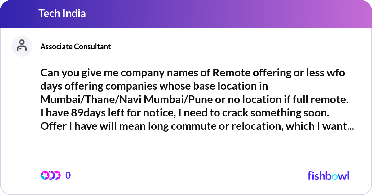 Can you give me company names of Remote offering o... | Fishbowl