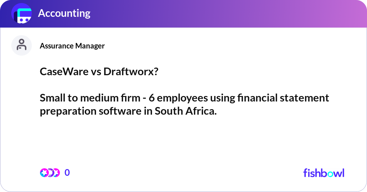 CaseWare vs Draftworx? Small to medium firm - 6 e... | Fishbowl