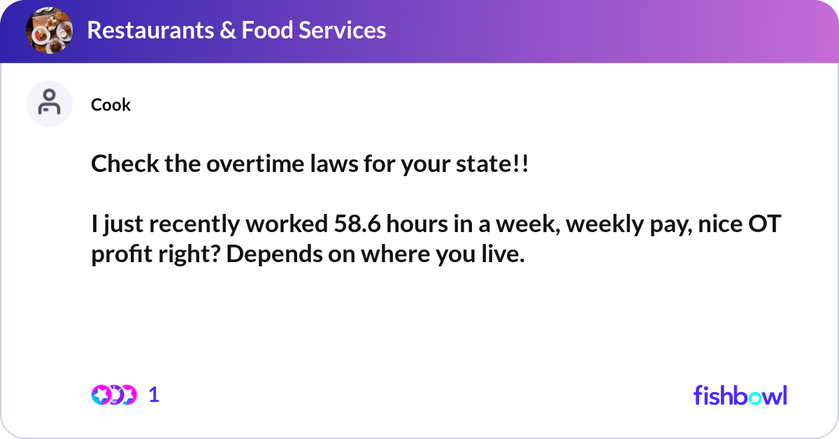 Check the overtime laws for your state!! I just r... | Fishbowl
