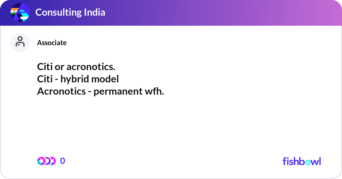Citi or acronotics. Citi - hybrid model Acronotics... | Fishbowl