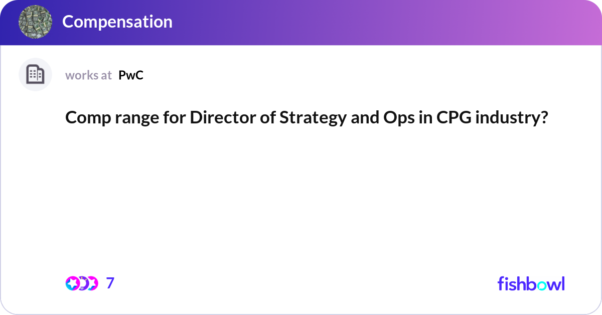 Comp range for Director of Strategy and Ops in CPG... | Fishbowl