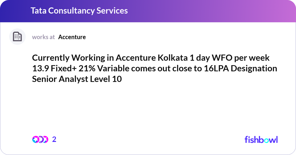 Kdc1a Currently Working in Accenture Kolkata 1 day WFO p... | Fishbowl