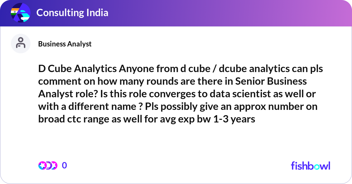 D Cube Analytics Anyone from d cube / dcube analyt... | Fishbowl