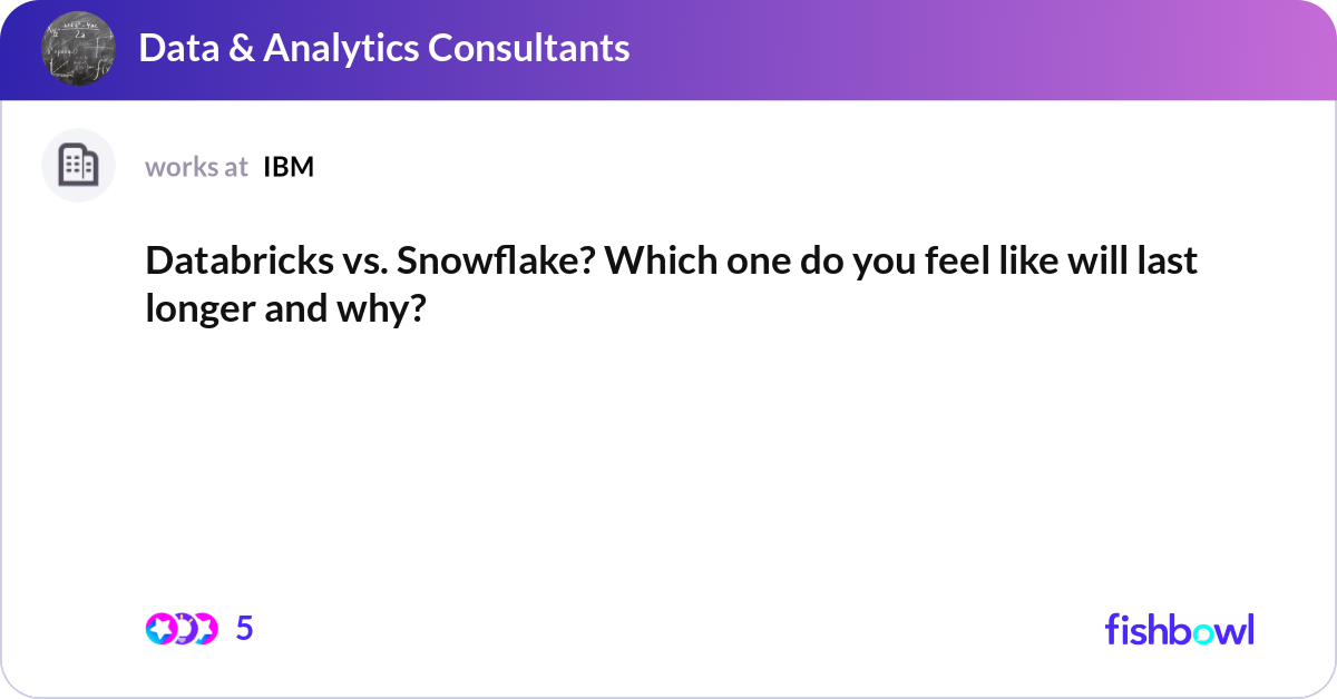 Databricks vs. Snowflake? Which one do you feel li... | Fishbowl