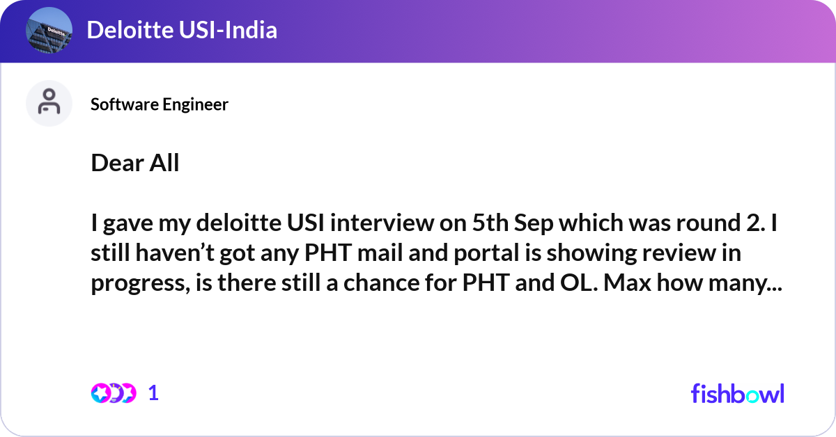 Dear All I gave my deloitte USI interview on 5th ... | Fishbowl