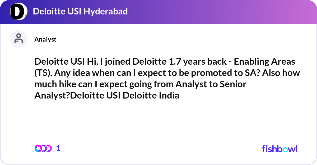 Deloitte USI Hi, I joined Deloitte 1.7 years back ... | Fishbowl