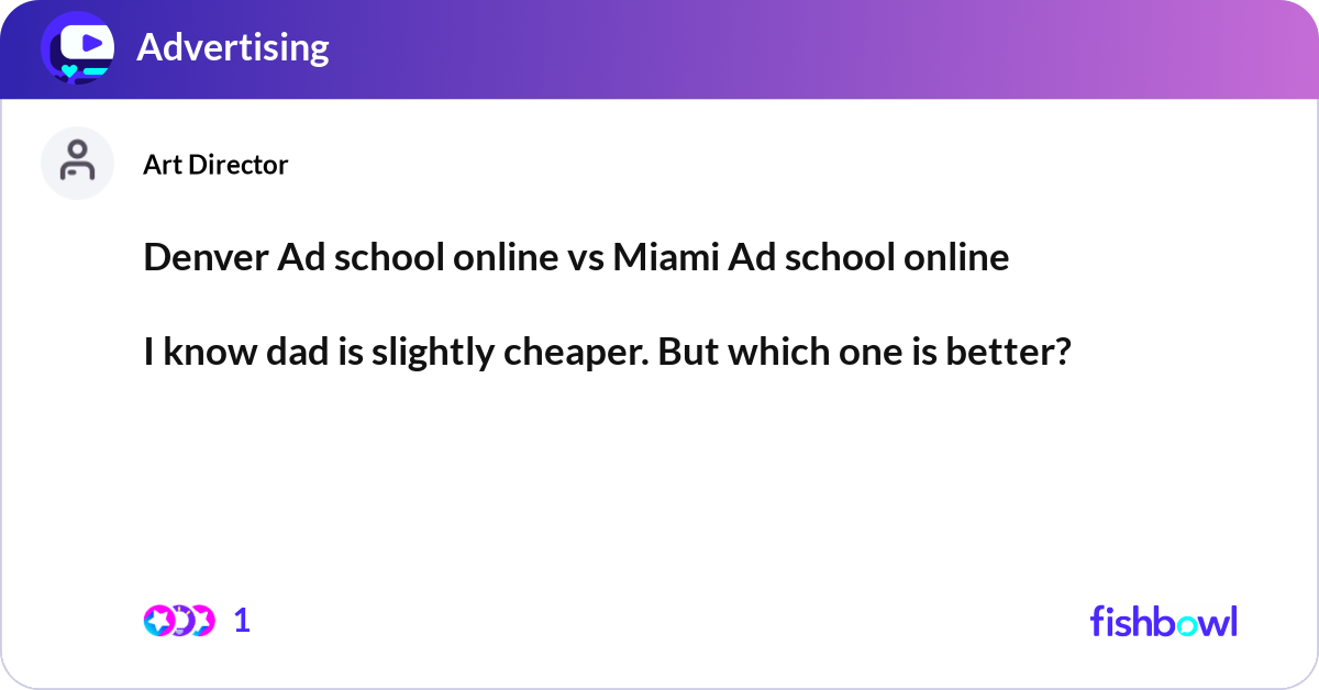 Denver Ad school online vs Miami Ad school online ... | Fishbowl