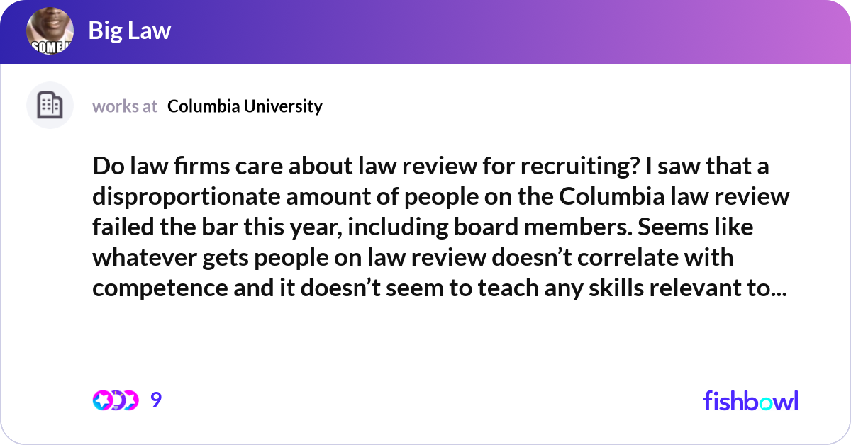 Do law firms care about law review for recruiting i saw that a disproportionate amount of people on the columbia law review Do law firms care about law review for recruiting i saw that a disproportionate amount of people on the columbia law review
