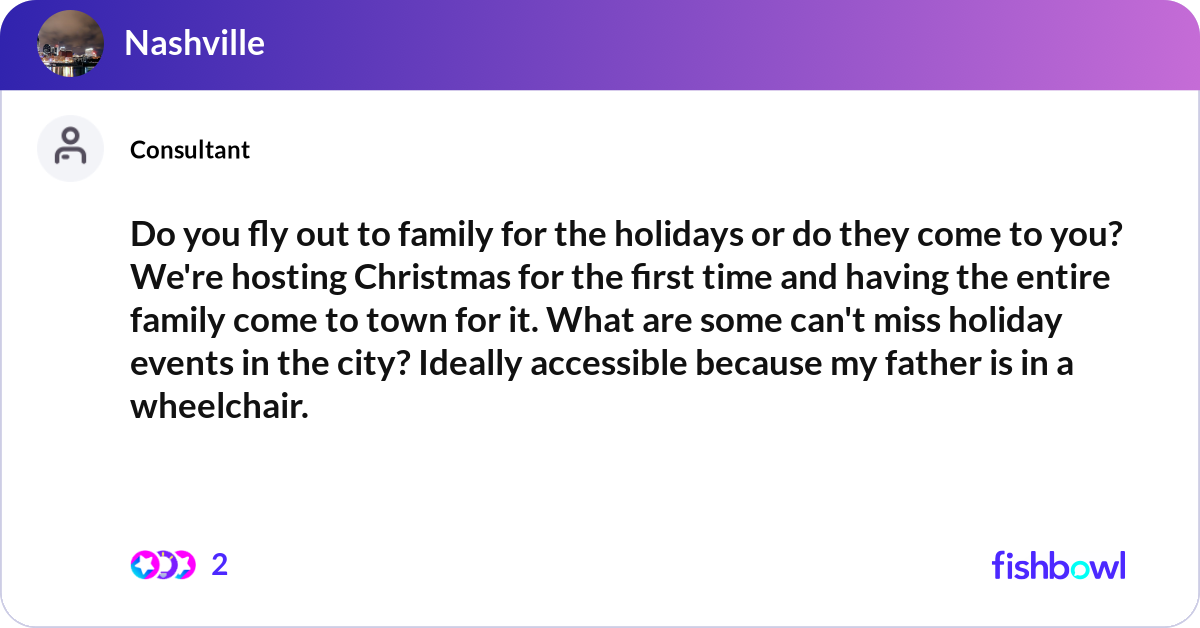 Do you fly out to family for the holidays or do th... | Fishbowl