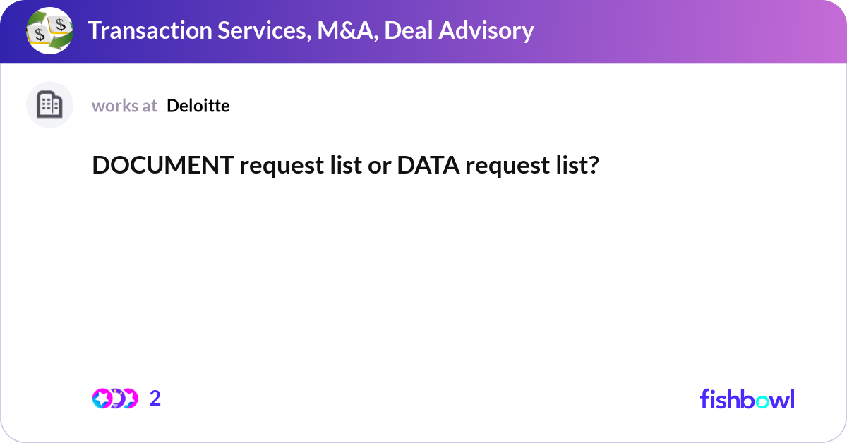 DOCUMENT request list or DATA request list? | Fishbowl