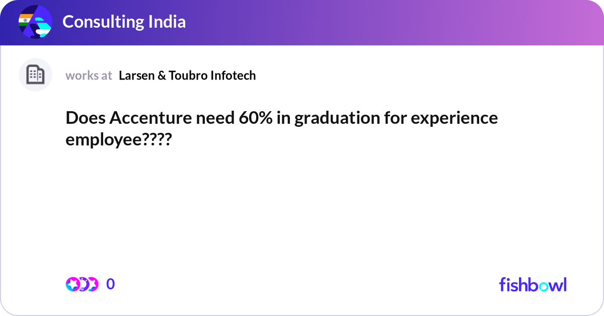 Does Accenture need 60% in graduation for experien... | Fishbowl