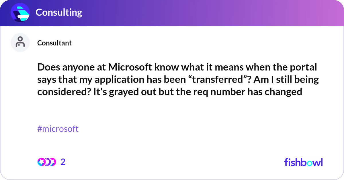 Does anyone at Microsoft know what it means when t... Fishbowl