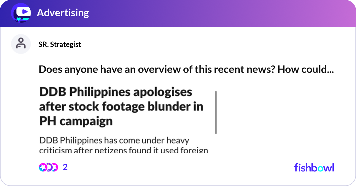 Does anyone have an overview of this recent news? ... | Fishbowl